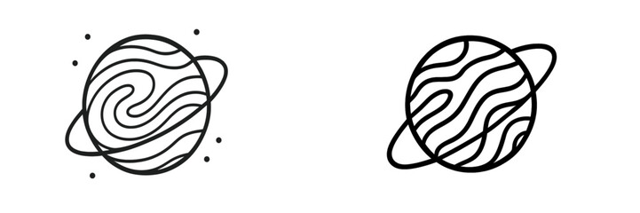 Abstract fingerprint planet with orbiting dots