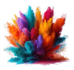 Colorful powder explosion against white background (2)