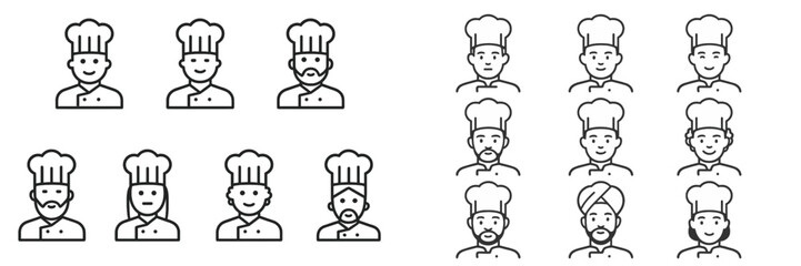 Collection of Chef Icons with Diverse Features