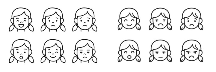Fototapeta premium Collection of girl's facial expressions