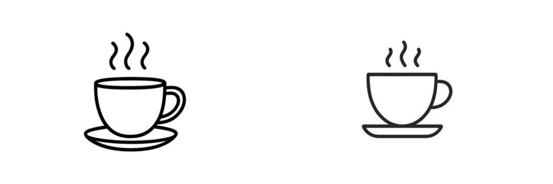 Hot beverage in a cup with steam icon