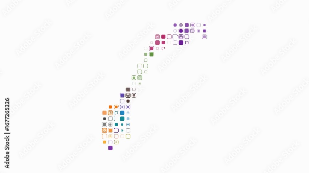 Aufkleber norway map animation. shape of the country with pulsating colored dots. large size rounded square bl