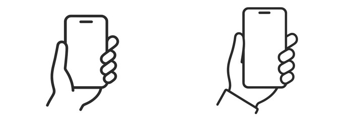 Hand holding a smartphone, icon style