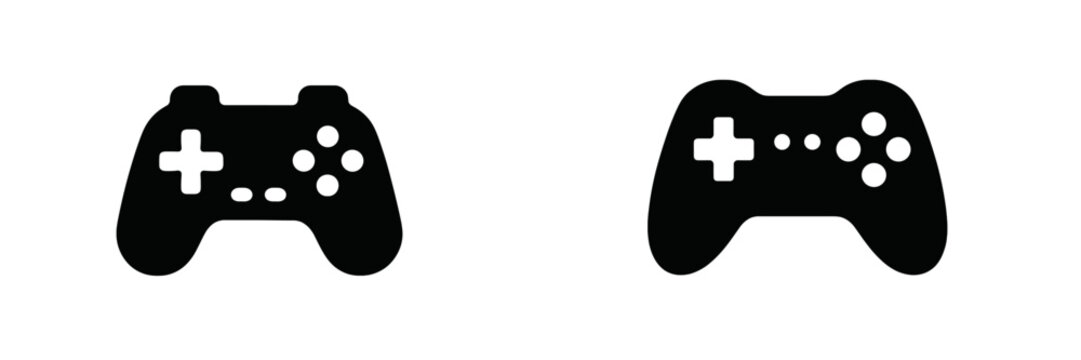 Two video game controllers in outline style