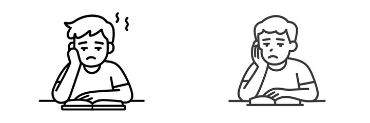 Obraz premium Bored student resting head on hand while studying