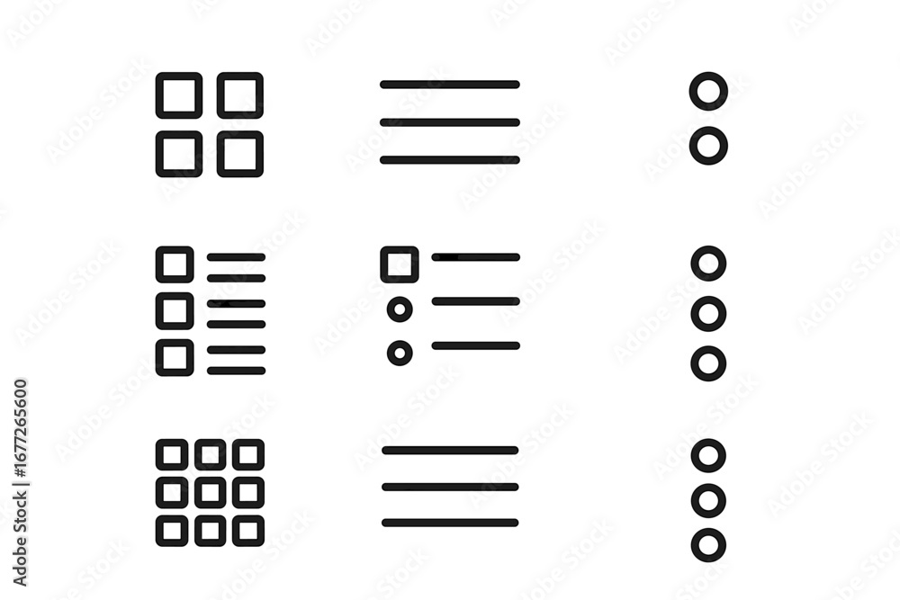 Poster collection of ui menu icons on dark background