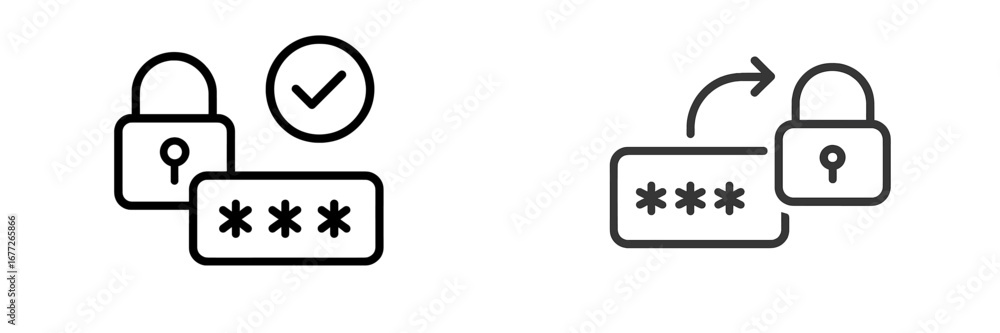 Poster password security icons with lock and input field