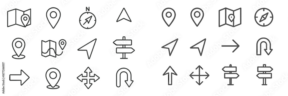 Poster navigation and location icons collection