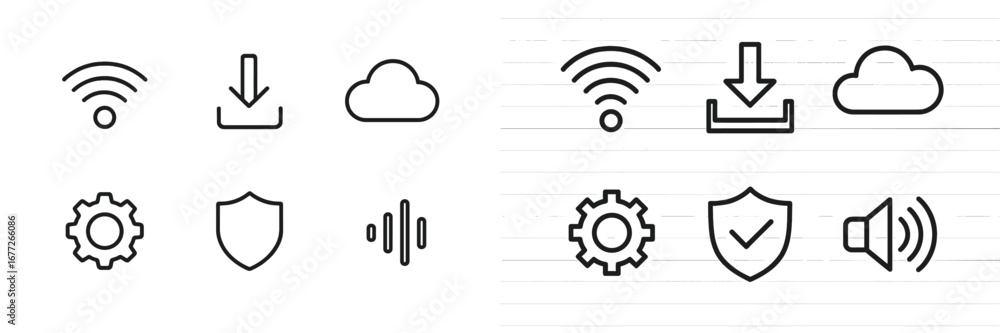 Poster set of technology icons for web and mobile applications