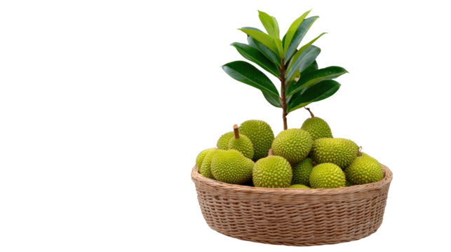 Exotic Fruit Harvest: A bounty of fresh, ripe fruit presented in a rustic basket, epitomizing the essence of nature's generosity and tropical abundance.
