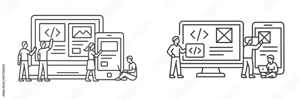Poster team working on web design and coding