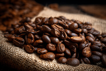 coffee beans on burlap