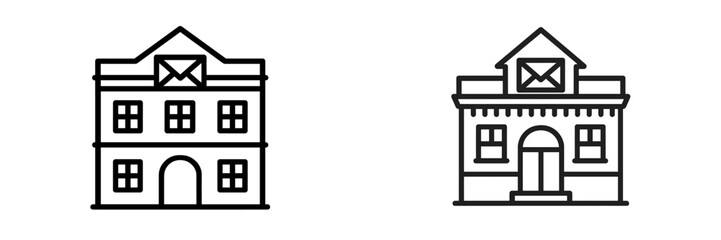 Outline of a classic building with a mailbox slot