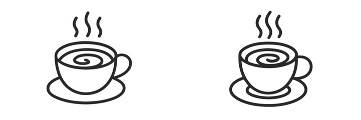 Hot beverage cup with steam line art icon