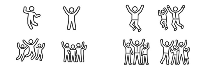 Obraz premium Group of people celebrating with raised hands