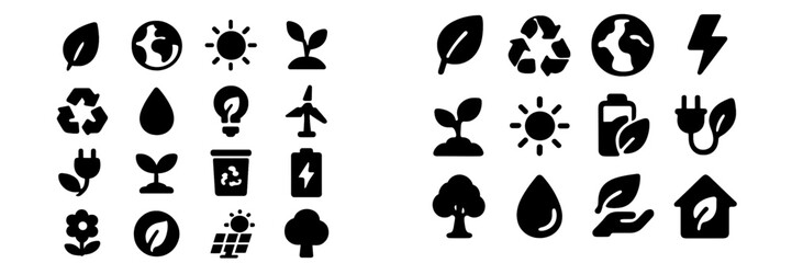 Set of icons for ecology and renewable energy