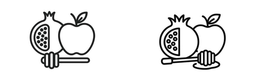 And pomegranate with honey dipper icon - Powered by Adobe
