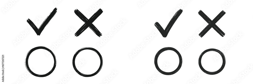 Poster check and cross marks with circles