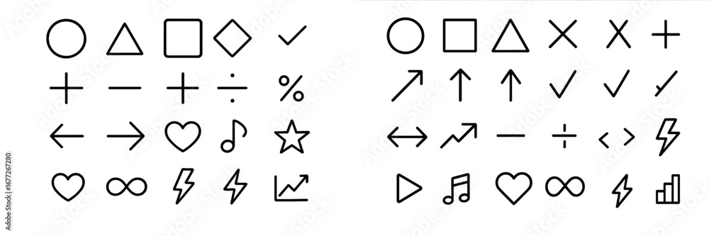 Poster collection of outline icons for web and design