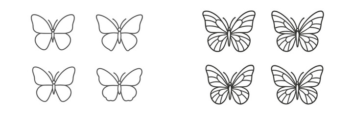 Fototapeta premium Butterfly outline icons