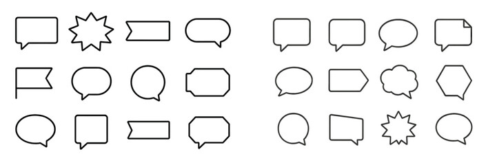 Collection of speech bubble icons in various shapes