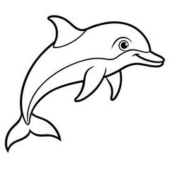 Minimal Dolphin Outline Vector Design