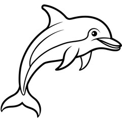 Obraz premium Minimal Dolphin Outline Vector Design