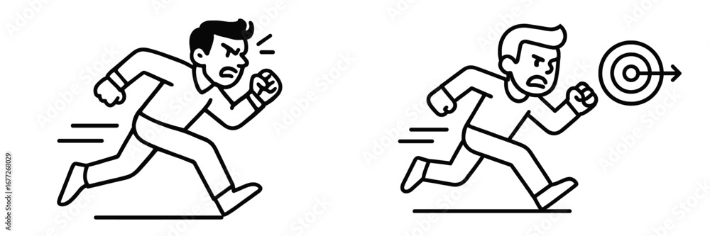 Poster man running towards target icon