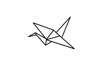 Origami crane silhouette on a gradient background