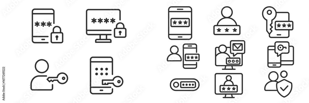 Poster digital security and authentication icons
