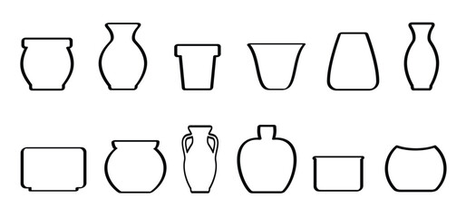 Cartoon indoor flowerpot garden icon. flowerpots silhouette. Houseplant silhouettes. Potted plant. Houseplants pots. Home plant pot. Greenery concept.