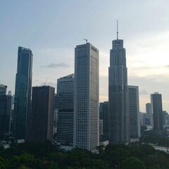 Fototapeta premium City skyline panorama on a light, hazy day