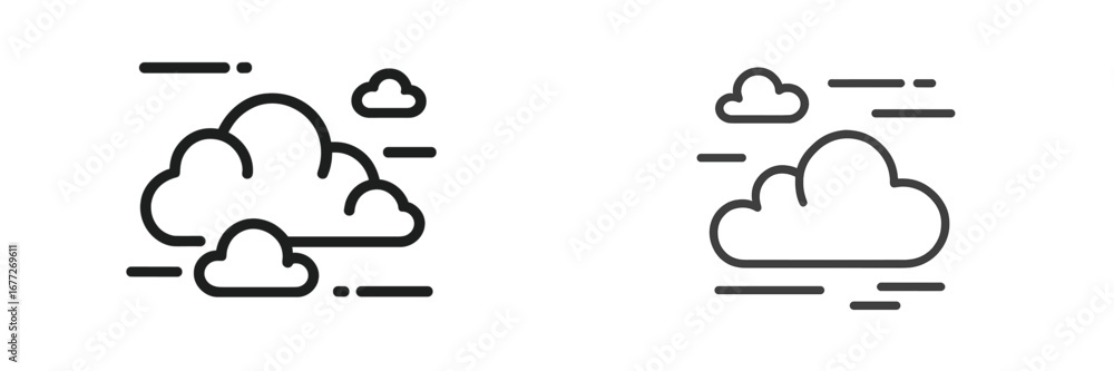 Poster cloud icons with horizontal lines