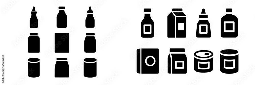 Poster collection of various packaging containers and bottles