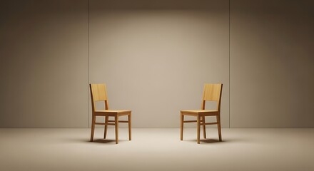 Fototapeta premium Two empty chairs await, symbolizing anticipation and stillness