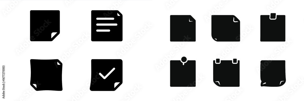 Poster set of paper icons with different corner styles