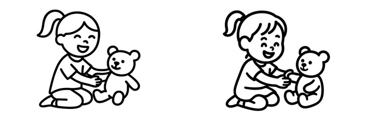 Fototapeta premium Child playing with teddy bear