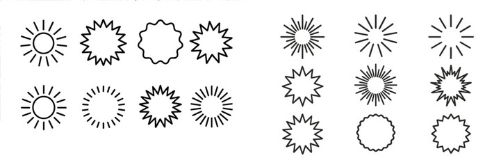 Collection of sun and starburst graphic elements