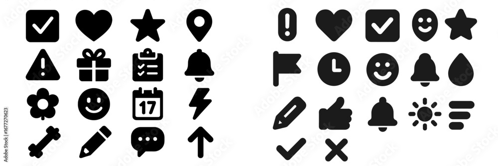 Poster collection of simple icons for user interface design