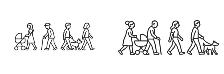 Diverse group of people walking