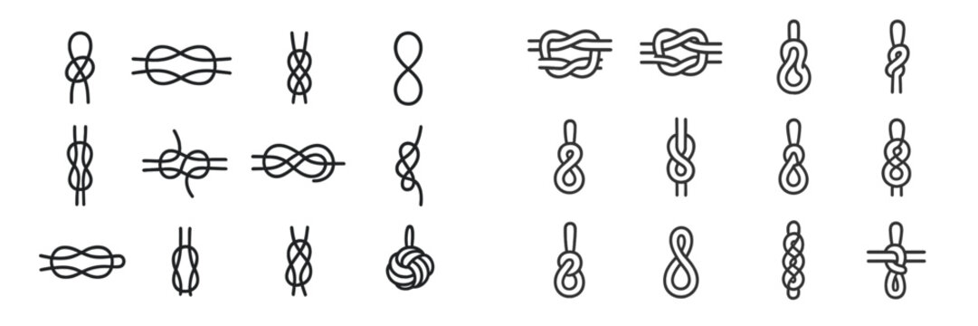 Collection of nautical and climbing knots illustrations