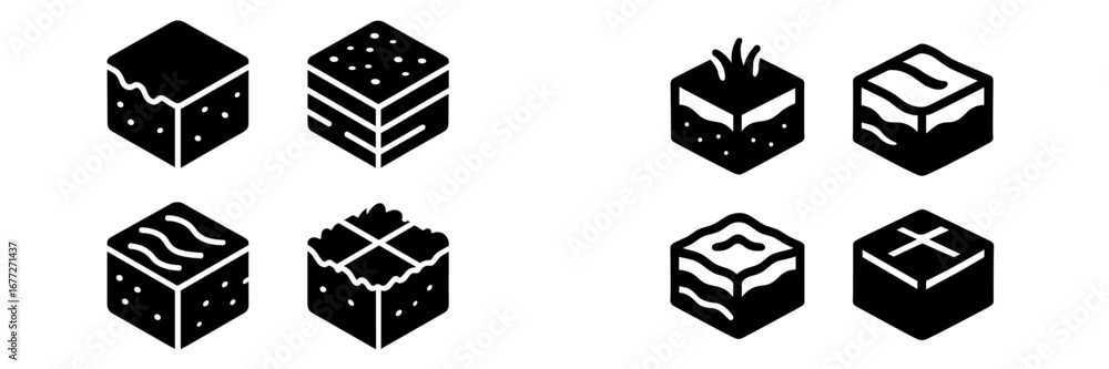 Poster isometric cubes showing different soil layers and textures