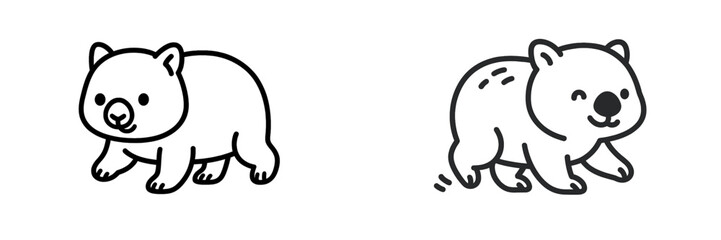 Naklejka na ściany i meble Cute Wombat Line Art
