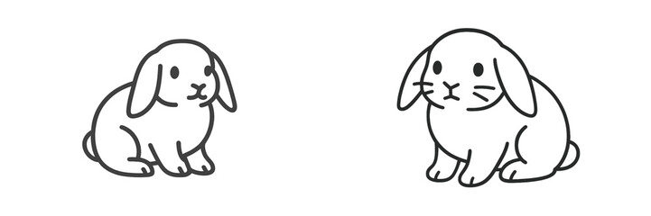Cute cartoon rabbits sitting side by side
