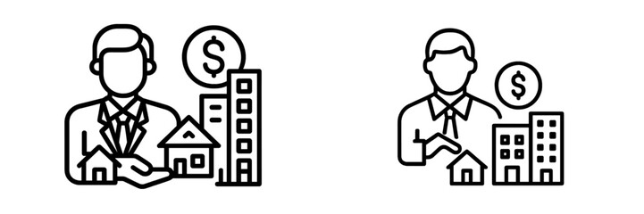 Financial advisor with house and money icon