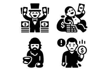 Financial status comparison icons