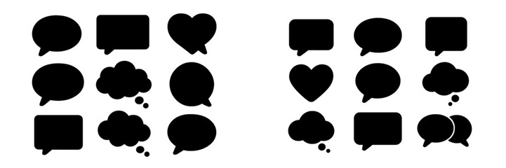 Collection of speech and thought bubbles in outline style