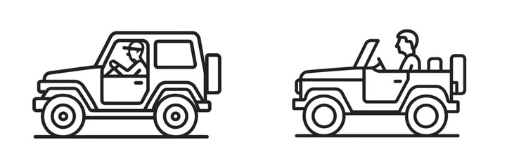 Two Off-Road Vehicles with Drivers Icon