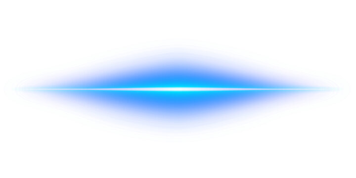 Transparent blue cyan neon glowing png with horizontal light line rays beam flare glow shine streak futuristic shimmer radiant energy effect luminous background