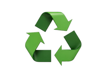 Obraz premium 3D Rendered Recycling Symbol Green Arrows on Transparent Background